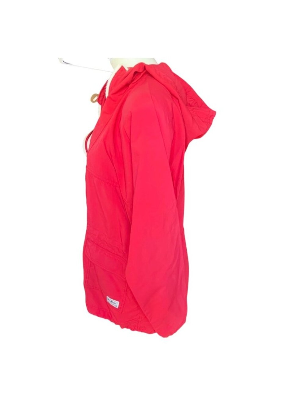 L.L. Bean Red Full-Zip Hooded Jacket With Drawstring Waist Size M Lightweight Ny - Picture 10 of 16